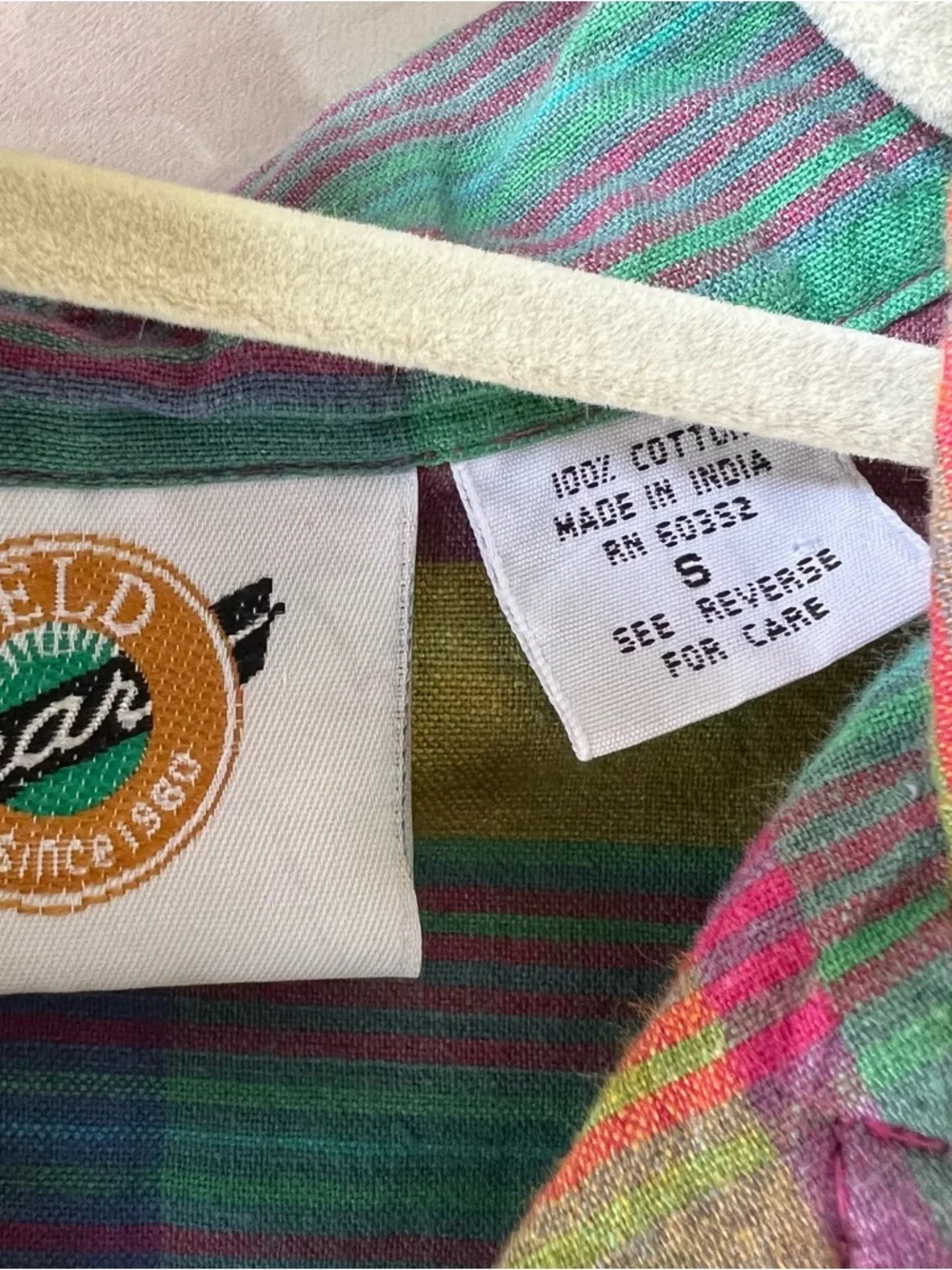 Colorful Striped Cotton Tee with Circular Logo Label - Picture 3 of 5